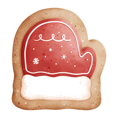 Watercolor Christmas Glove Cookie Illustration Isolated on Transparent Background
