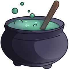 Witch cauldron with poison boils for Halloween