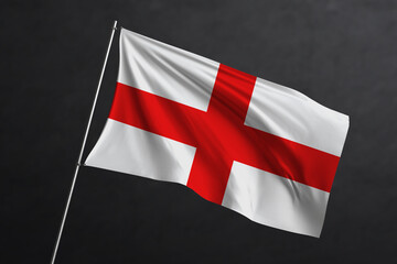 3D Waving flag design. England National flag on black background.