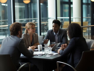 Confident Business Elites: Successful Meeting in a Conference Room