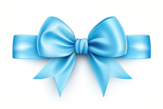 cute cartoon blue ribbon bow isolated on white background