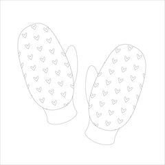 Winter mittens. Outline drawing. Coloring.