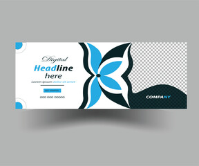 Naklejka premium Digital marketing facebook cover design social media marketing promotion timeline cover post, business web banner template