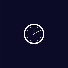 Clock icon in trendy design style isolated on blue background   
