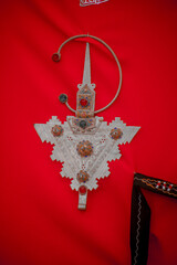 christmas decoration on red background