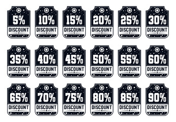 Offer Price discount offer 5% 10% 15% 20% 25% 30% 35% 40% 45% 50% 55% 60% 65% 70% 75% 80% 85% 90% sale off tags label design.special promotion percent sticker banner clearance markdown
 - obrazy, fototapety, plakaty