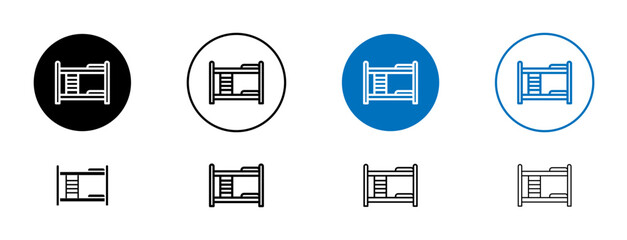 Hostel bunk bed vector icon set for mobile apps and website UI designs - obrazy, fototapety, plakaty