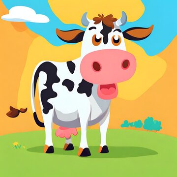 Grazing Gallery Cow Themed generative ai