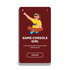 technology game console girl vector. leisure family, happy children, video gaming technology game console girl web flat cartoon illustration