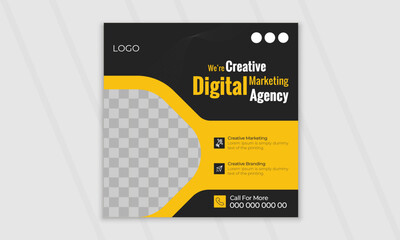 Obraz premium Creative vector digital marketing agency business promotion social media post template and web banner Suitable for social media post, instagram story and web ads. 