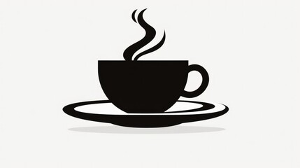 Obraz premium Black silhouette of a cup with a hot drink