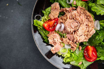 salad canned tuna delicious healthy eating cooking appetizer meal Pescetarian food snack on the table copy space