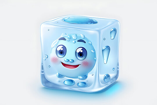 Cute Ice Cube mascot Character Illustration
