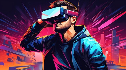 Man using virtual reality glasses