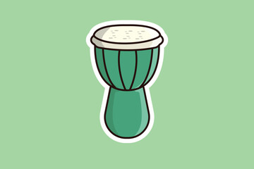 Drum Snare Sticker vector illustration. Music instrument object icon concept. Drum musical sticker symbol or snare drum sticker design logo.