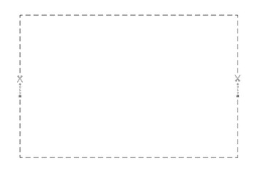 点線に沿ってハサミで紙を切るキリトリ線のイラスト