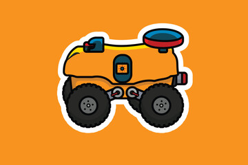 Smart Farming Robot Car Sticker vector illustration. Farm transportation objects icon concept. Robots in agriculture, farming robot, robot greenhouse sticker design logo.