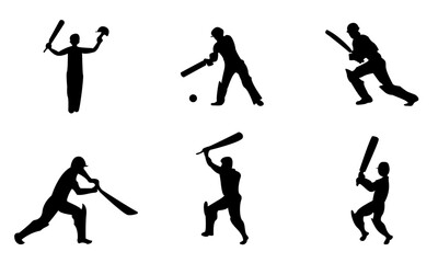 Fototapeta na wymiar cricket players silhouettes