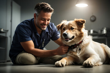 veterinarian treating dog