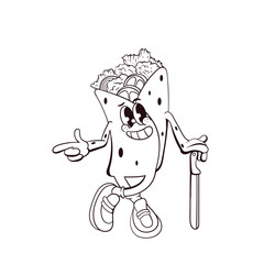 cartoon kebab character coloring book
