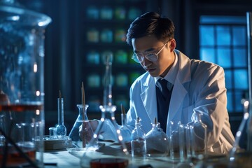 Asian scientist researching in a laboratory