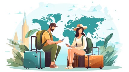 Young Couple Plan Travel Itinerary