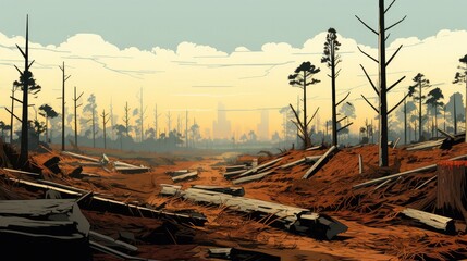 Deforestation, destroyed forests