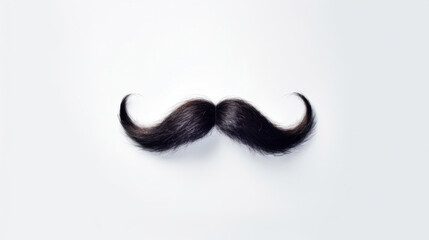 Close up of Black moustache on white background.