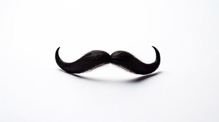 Close up of Black moustache on white background.