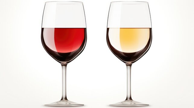 Glass with red and white wine