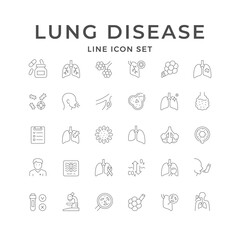 Fototapeta na wymiar Lung disease line outline icon