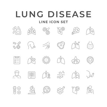 Lung disease line outline icon