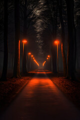 Autumn road at night #1