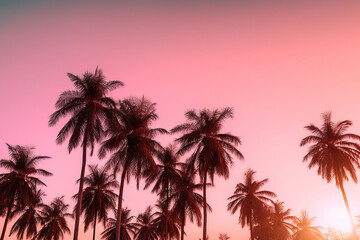 Fototapeta na wymiar Palm Trees During Pink Sky Sunset