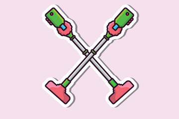 Cordless Handheld Vacuum Cleaner Machine Sticker vector illustration. Cleaning service object icon concept. Home cleaner equipment sticker design logo with shadow.