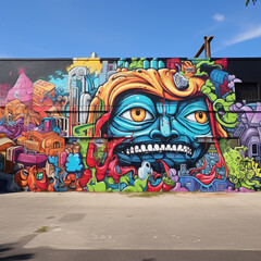 Wall with urban art or graffiti.