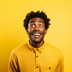 Black man with a surprised face.