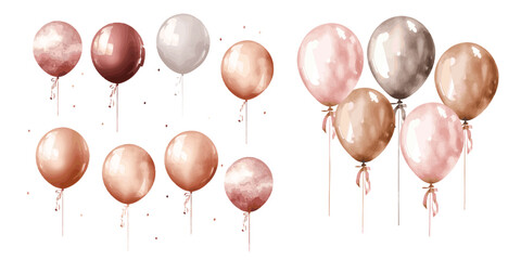 pink rose gold balloons on white background vectors