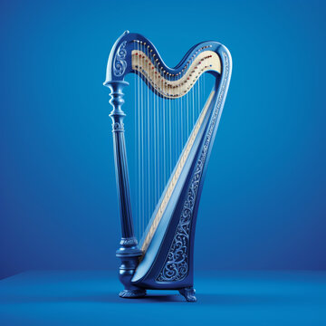 Harp on a blue background.
