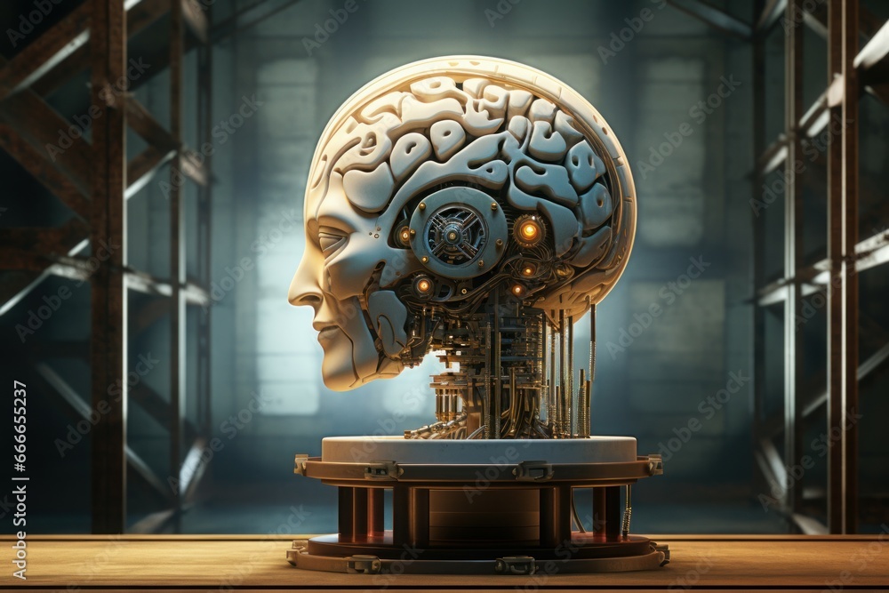 Poster intelligent brain artificial intelligence. system digital. generate ai