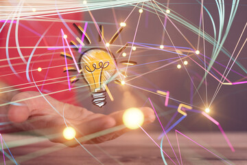 Neural network 3D illustration. Big data and cybersecurity