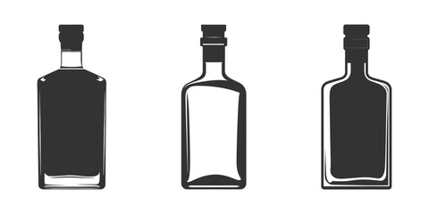 Bottle of whiskey silhouette. Vector illustration - obrazy, fototapety, plakaty