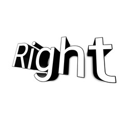 White color right text 3d effect