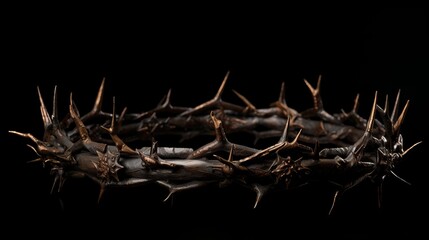 A realistic crown of thorns made from tree branches - obrazy, fototapety, plakaty