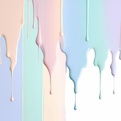 Fototapeta premium Dripping paint, pastel color, pastel image of paint slowly trickling down a surface. The colors are soft and muted, reminiscent of pastel shades.