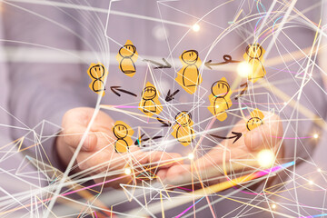 Abstract technology group and data 3d
