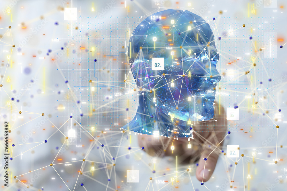 Aufkleber digital medical futuristic interface 3D rendering - connection