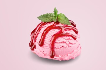 Cold tasty sweet strawberry ice cream