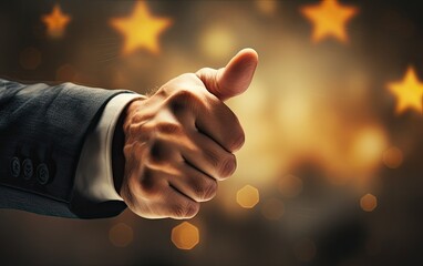 Businessman showing thumbs up。