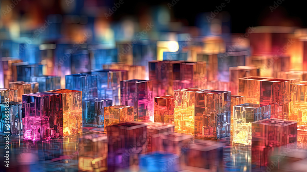 Poster Abstract background with structure of cubes. Colorful cubes texture for technology backdrop.